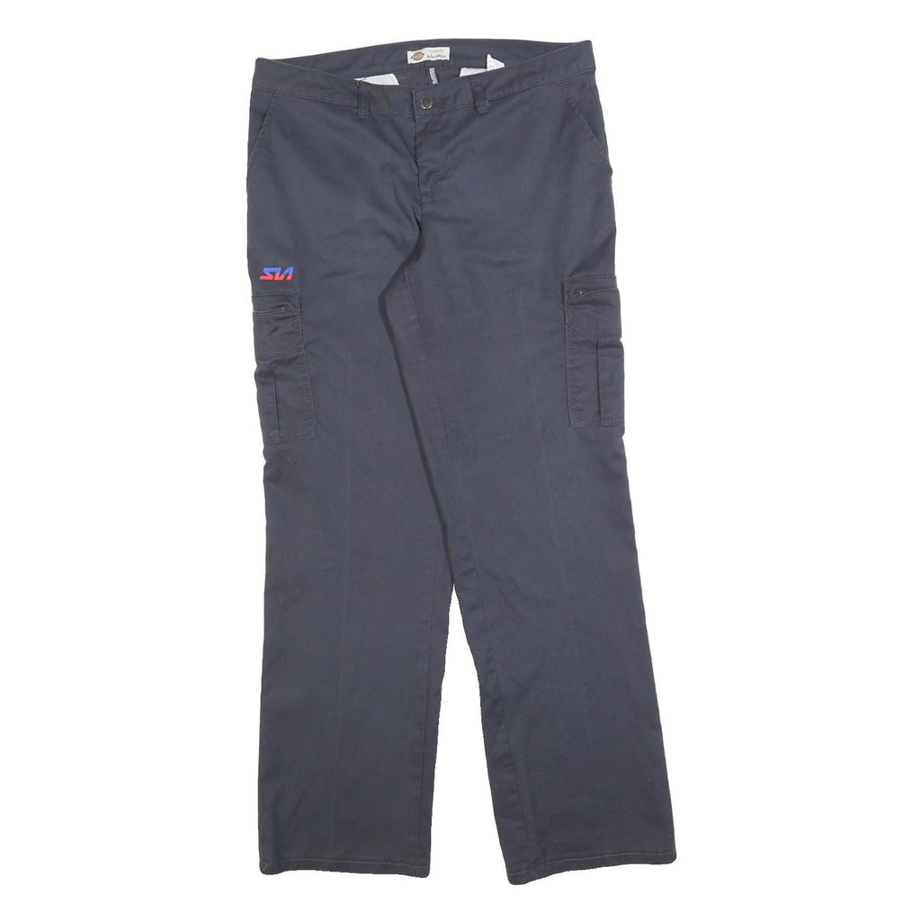DICKIES Womens Cotton Blend Navy Blue Regular Straight Trousers W34 L32 Workwear