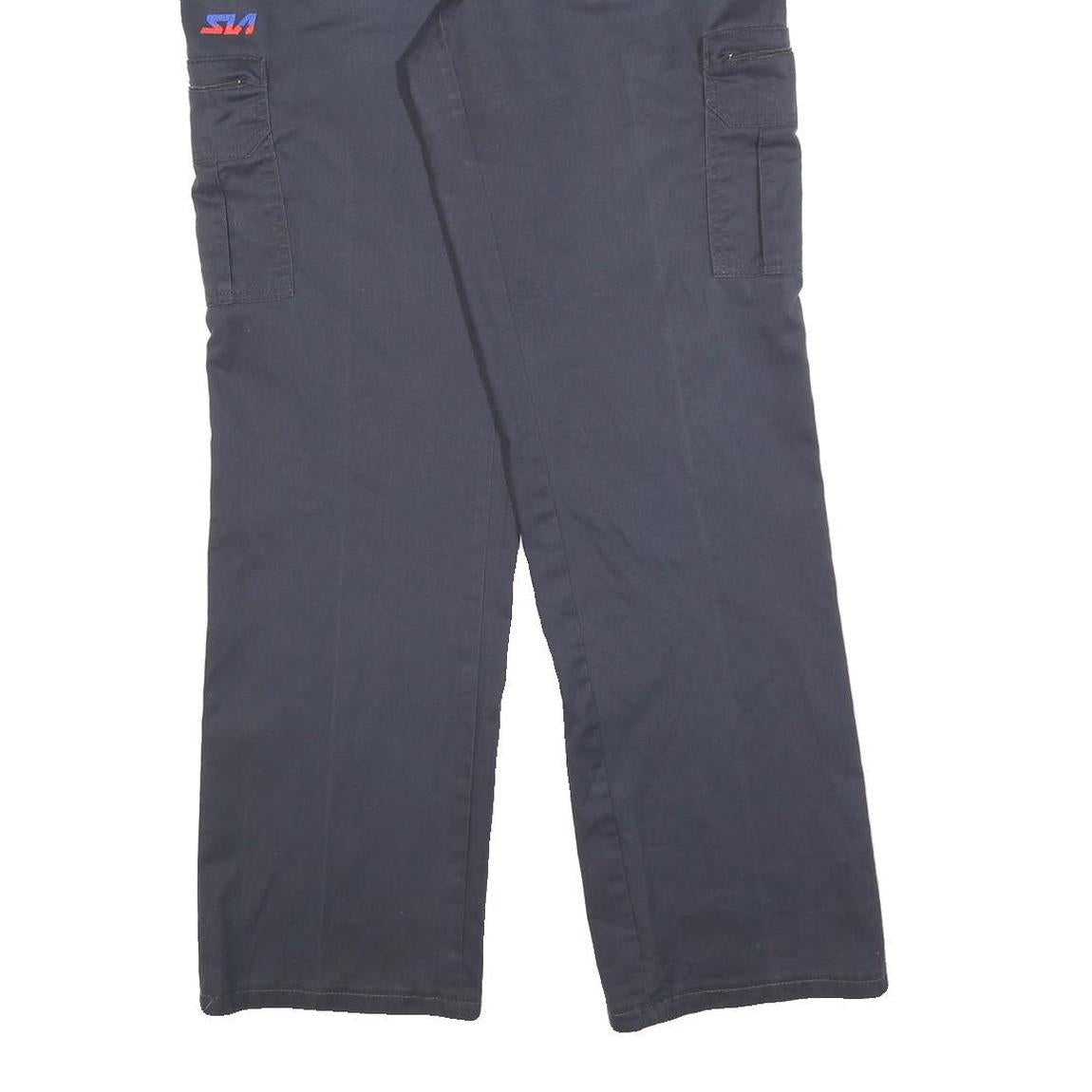 DICKIES Womens Cotton Blend Navy Blue Regular Straight Trousers W34 L32 Workwear