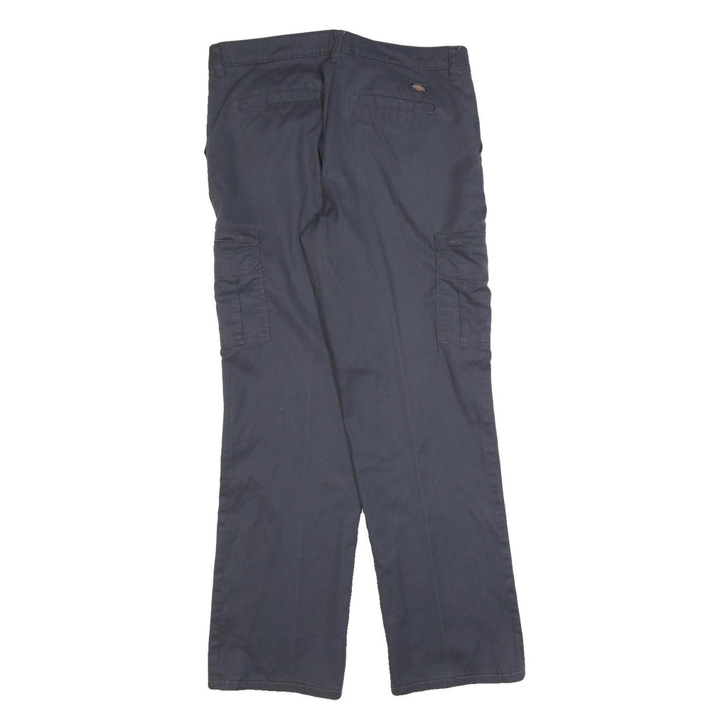 DICKIES Womens Cotton Blend Navy Blue Regular Straight Trousers W34 L32 Workwear