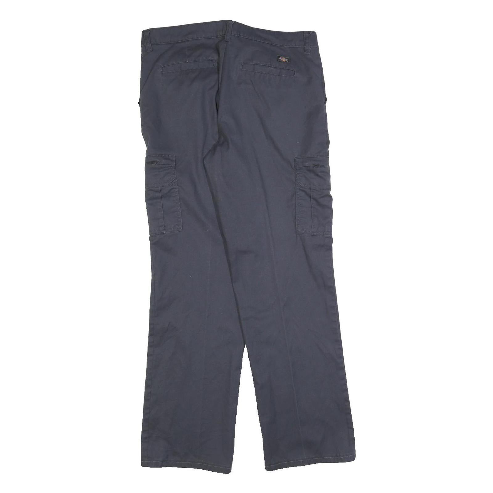 DICKIES Womens Cotton Blend Navy Blue Regular Straight Trousers W34 L32 Workwear