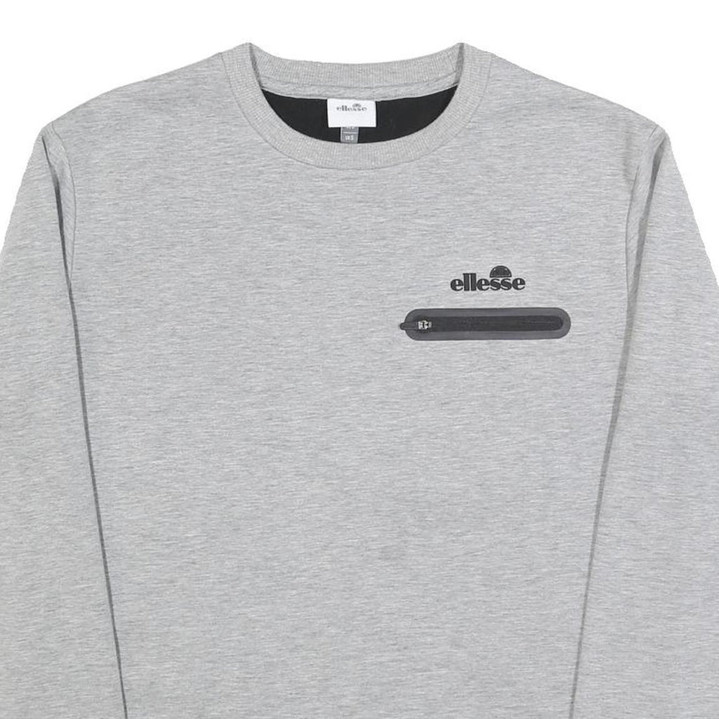 ELLESSE Mens Grey Sweatshirt Crew Neck S Cotton Blend Casual Pullover