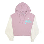 ADIDAS Womens Pink & Cream Cropped Pullover Hoodie UK 6 Cotton Blend Casual