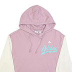 ADIDAS Womens Pink & Cream Cropped Pullover Hoodie UK 6 Cotton Blend Casual