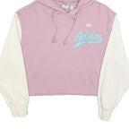 ADIDAS Womens Pink & Cream Cropped Pullover Hoodie UK 6 Cotton Blend Casual