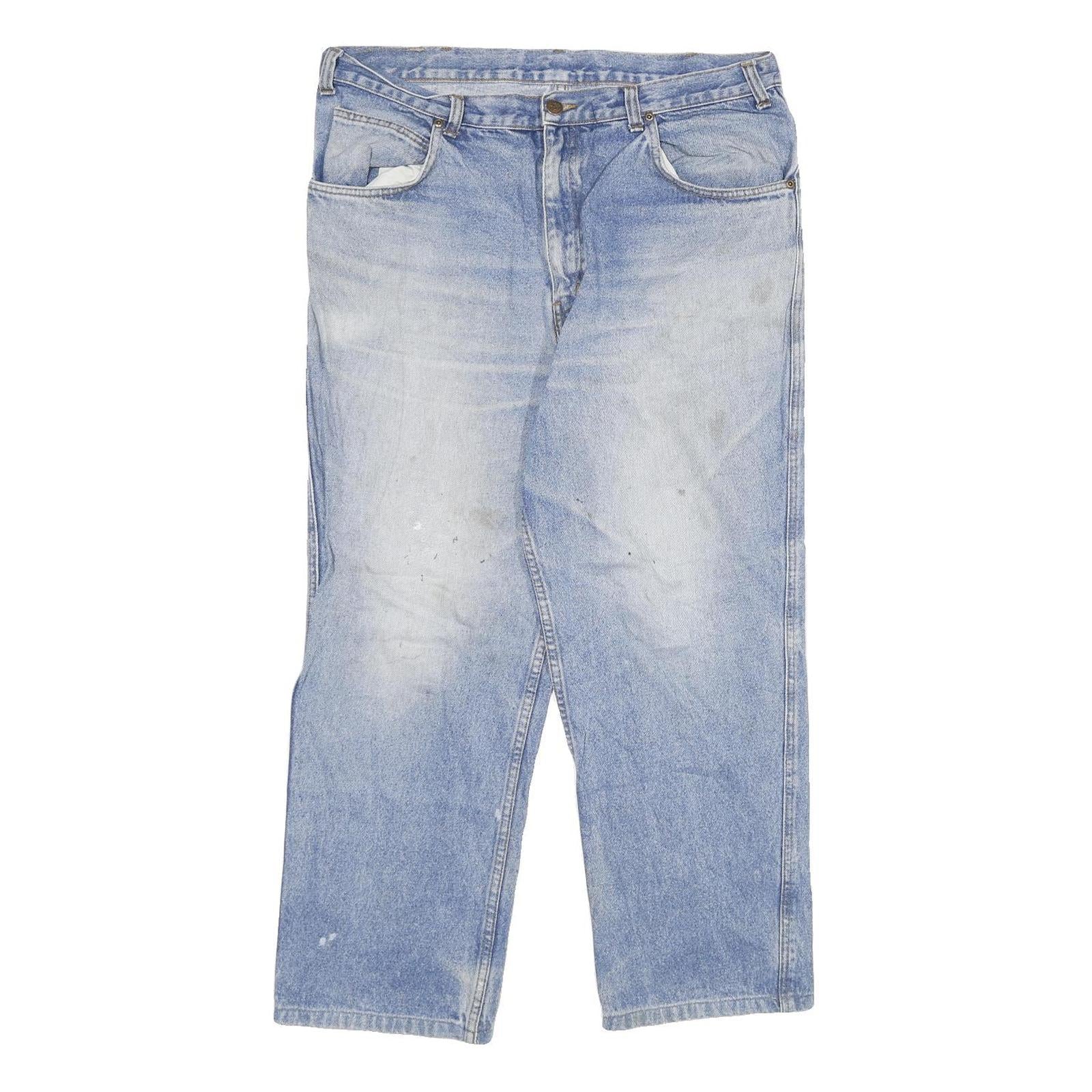 DICKIES Mens Regular Fit Light Blue Denim Jeans W34 L26 Classic Cotton Blend Zip
