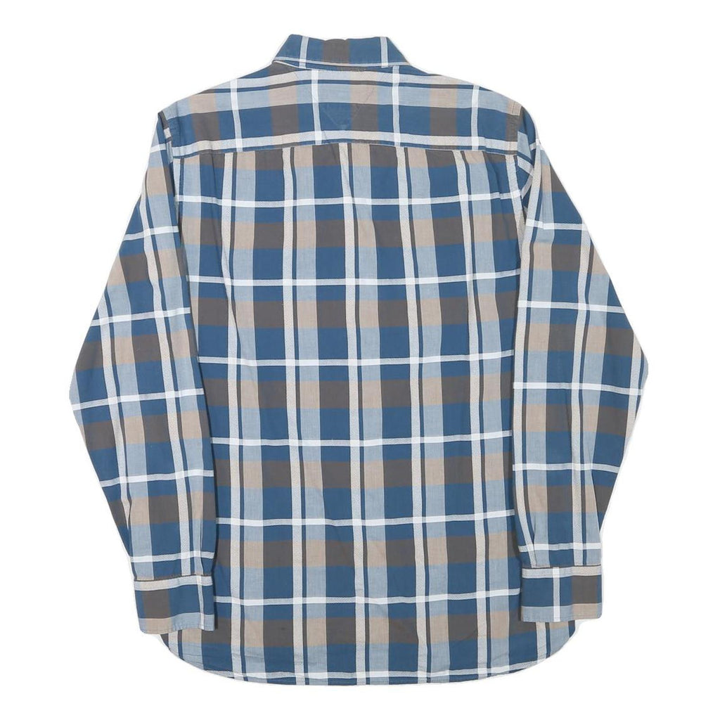 TOMMY HILFIGER Mens Blue & Beige Checked Shirt M Casual Button-Down Cotton Blend