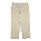 DICKIES Mens Relaxed Beige Cotton Blend Twill Trousers W36 L27 Workwear Zip
