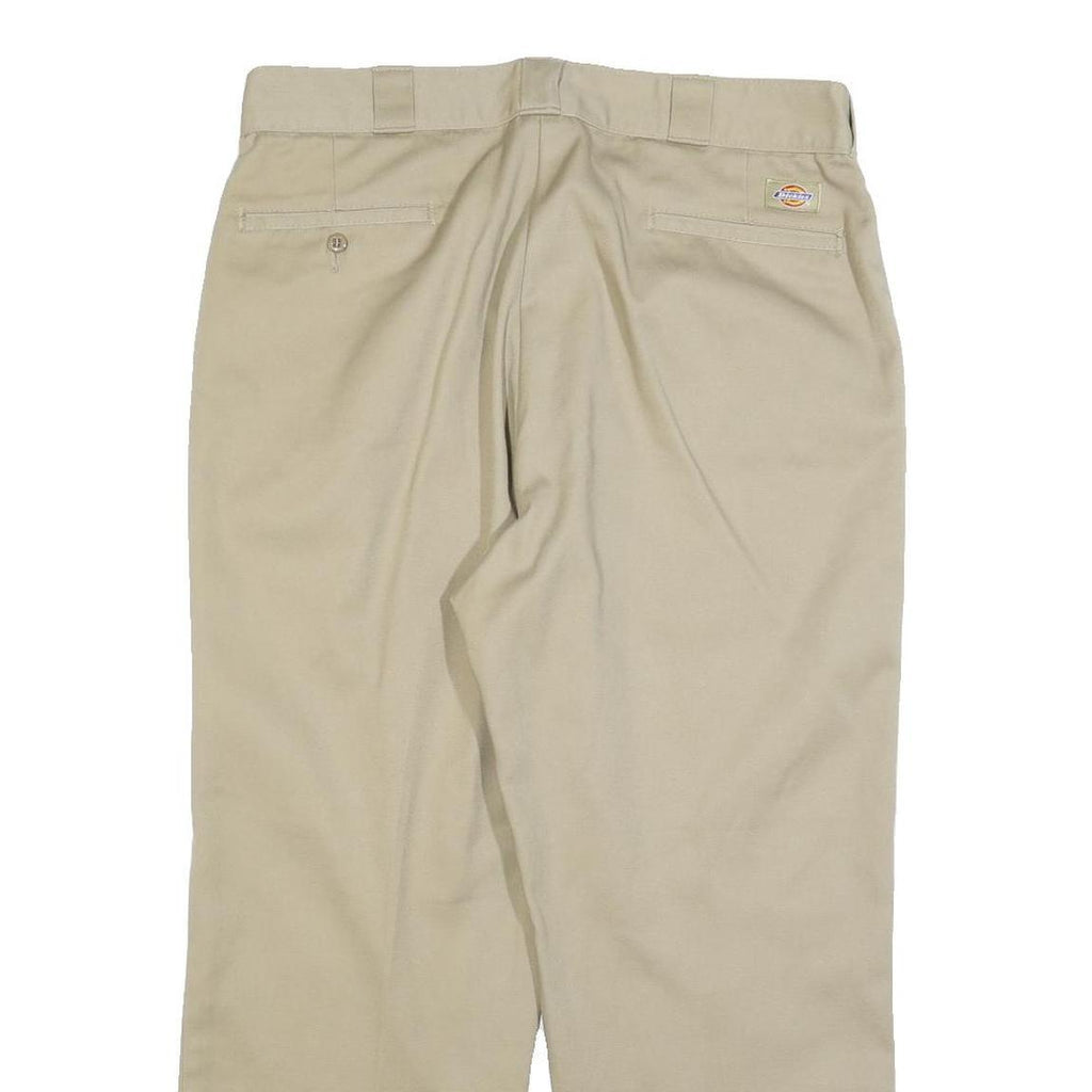 DICKIES Mens Relaxed Beige Cotton Blend Twill Trousers W36 L27 Workwear Zip