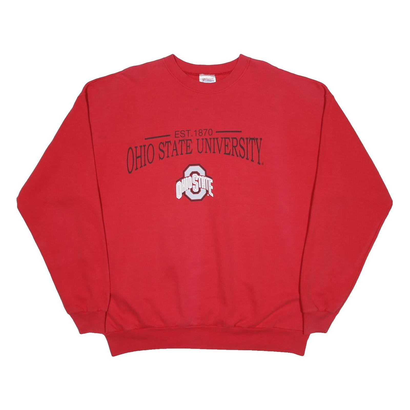 HANES Mens Red Ohio State University Crew Neck XL Cotton Sweatshirt