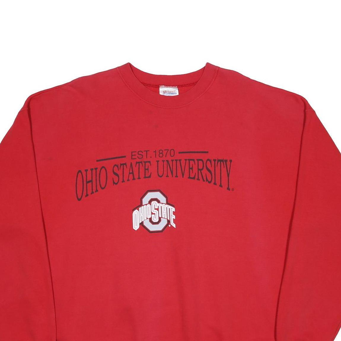 HANES Mens Red Ohio State University Crew Neck XL Cotton Sweatshirt
