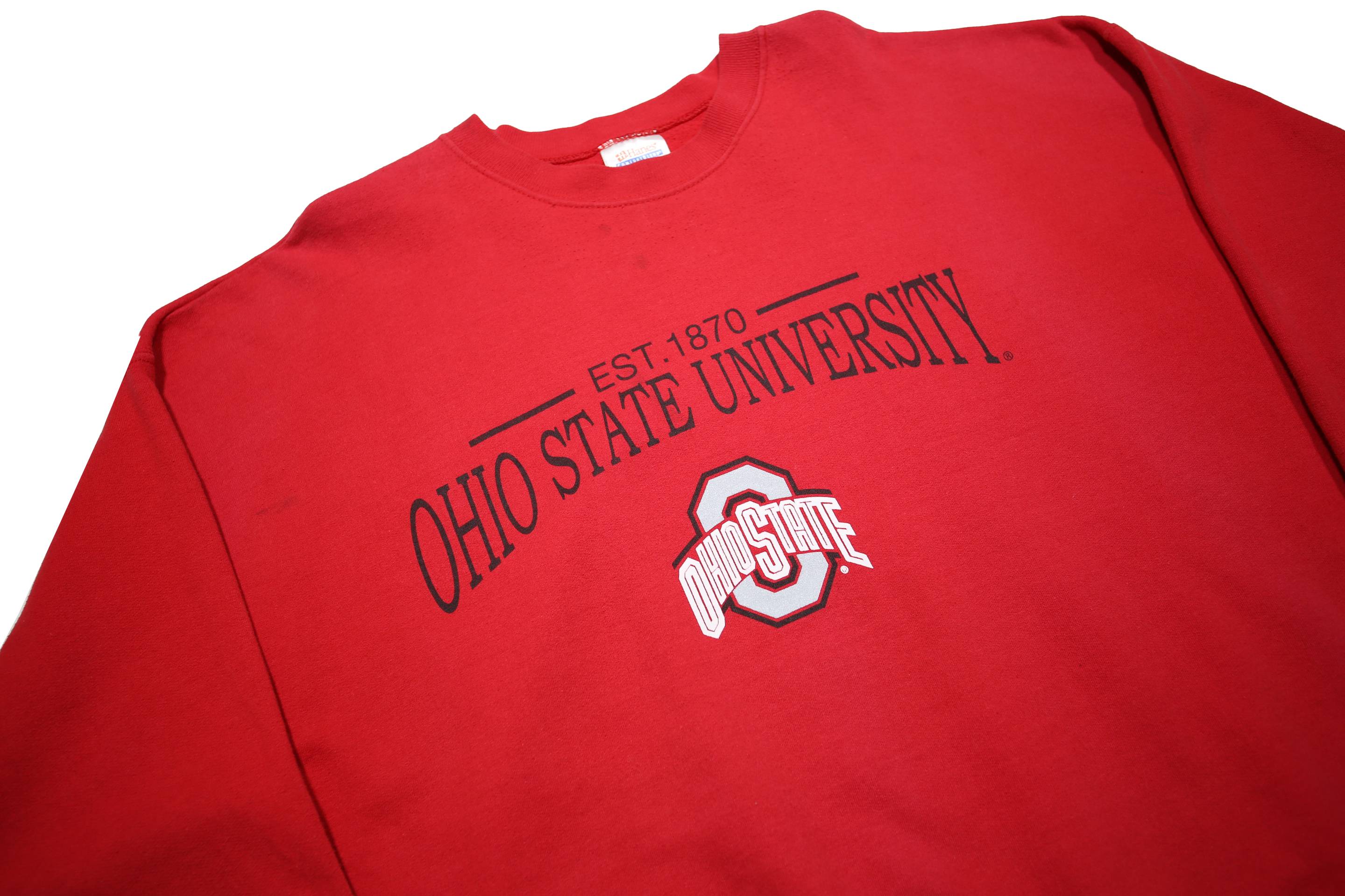 HANES Mens Red Ohio State University Crew Neck XL Cotton Sweatshirt