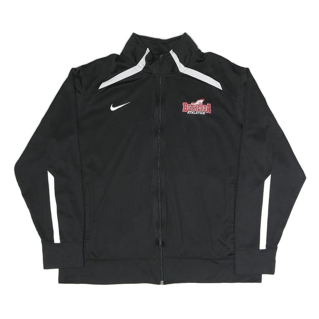 NIKE Mens Black & White Bethesda Athletics Zip Jacket L Polyester Blend