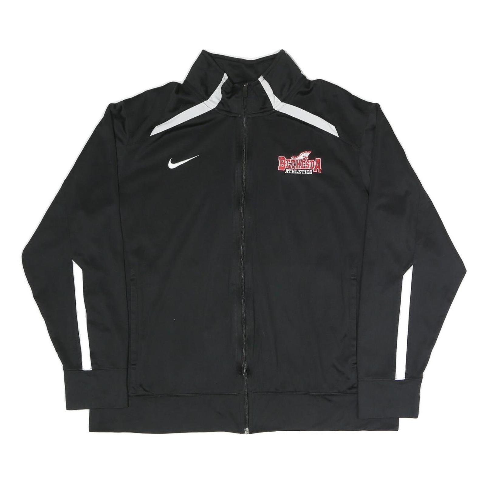 NIKE Mens Black & White Bethesda Athletics Zip Jacket L Polyester Blend