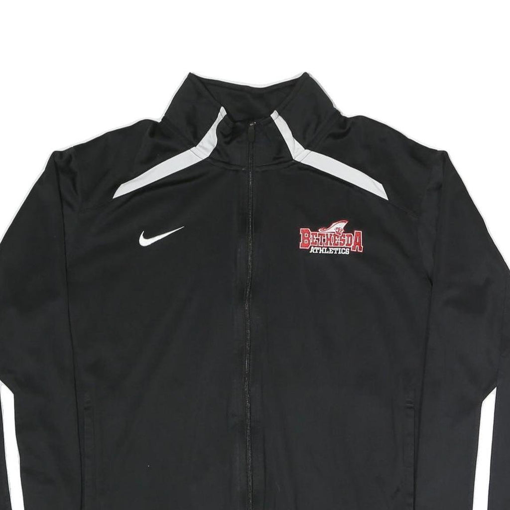 NIKE Mens Black & White Bethesda Athletics Zip Jacket L Polyester Blend