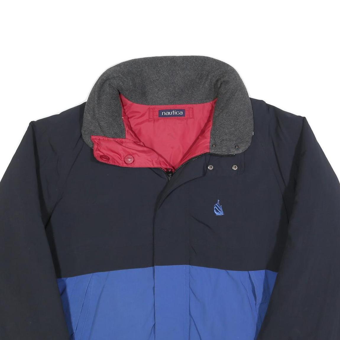 NAUTICA Mens Blue & Black Reversible Jacket XL Polyester Blend Zip Casual