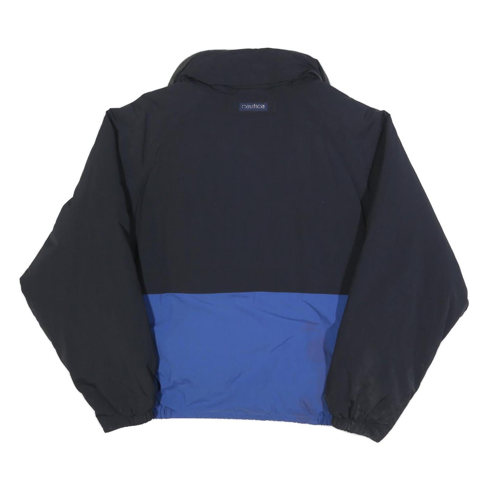 NAUTICA Mens Blue & Black Reversible Jacket XL Polyester Blend Zip Casual