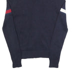 TOMMY HILFIGER Mens Navy Blue Patterned Zip Up Jumper Crew Neck Basic Knit XS