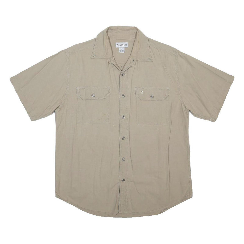 CARHARTT Mens Beige Casual Cotton Shirt L Button Pocket Workwear