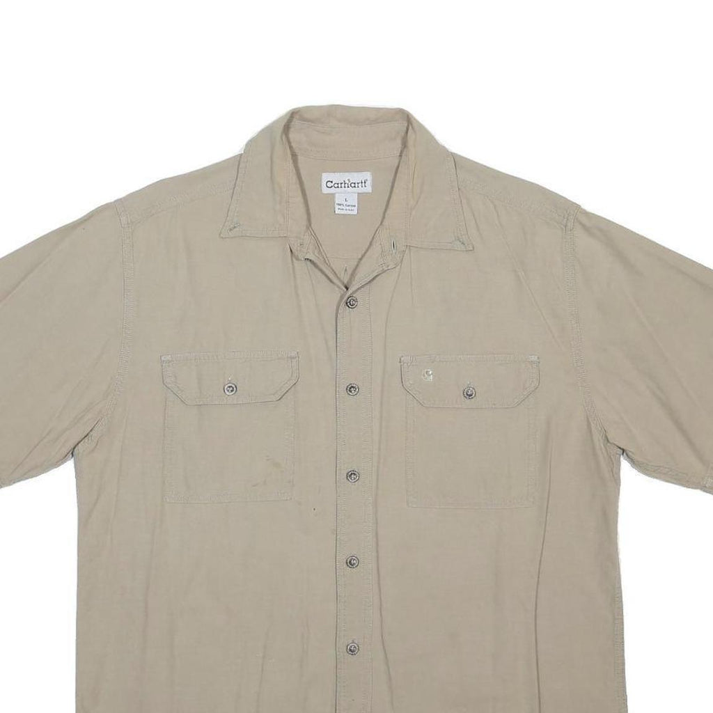 CARHARTT Mens Beige Casual Cotton Shirt L Button Pocket Workwear
