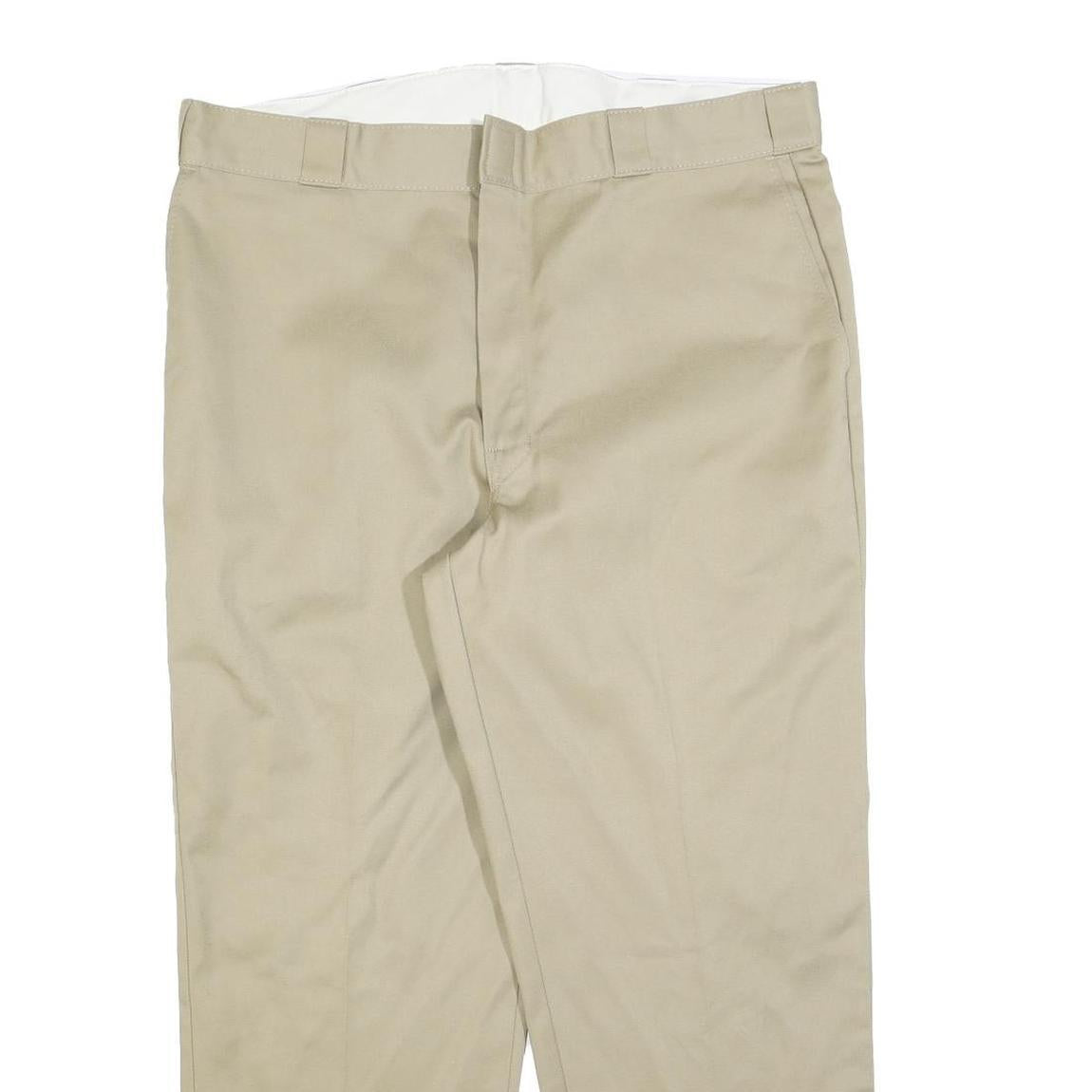 DICKIES Mens Cotton Blend Beige Regular Fit Straight Leg Trousers W40 L29