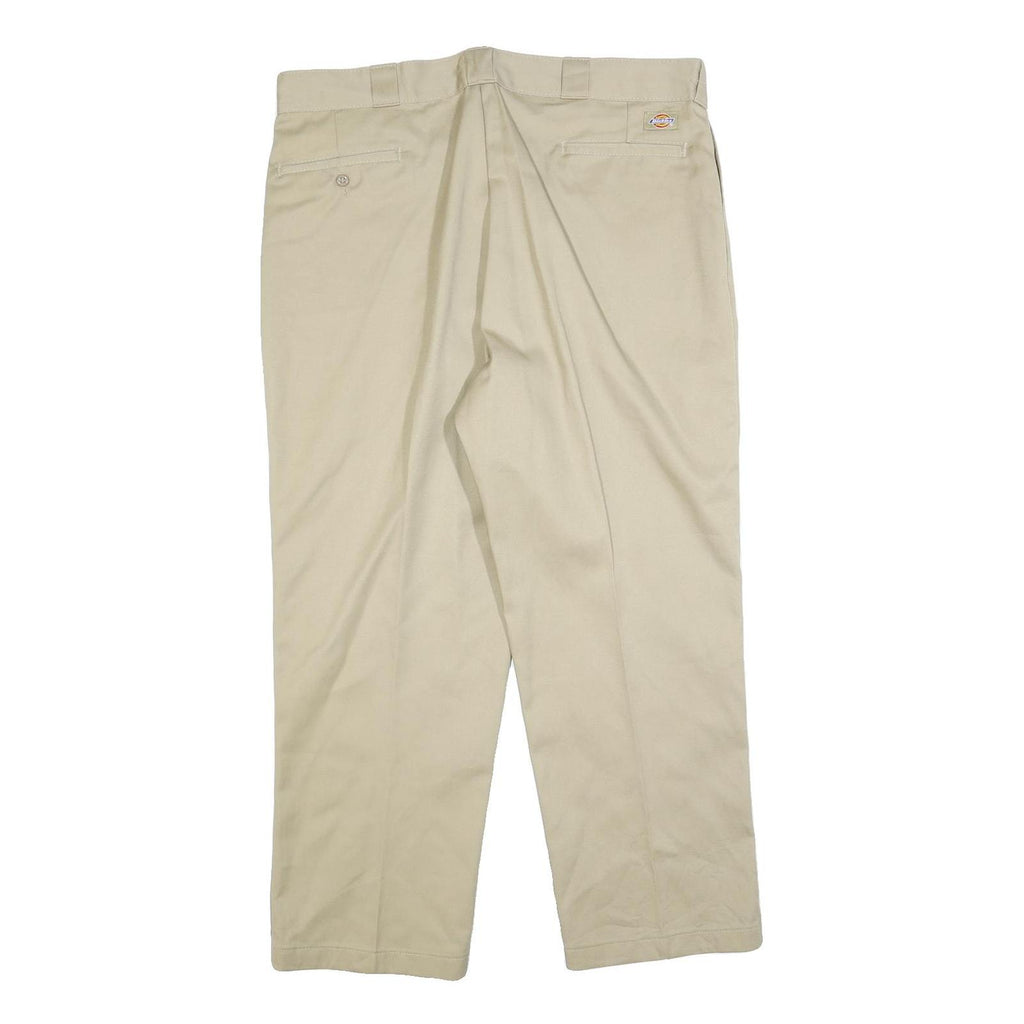 DICKIES Mens Cotton Blend Beige Regular Fit Straight Leg Trousers W40 L29