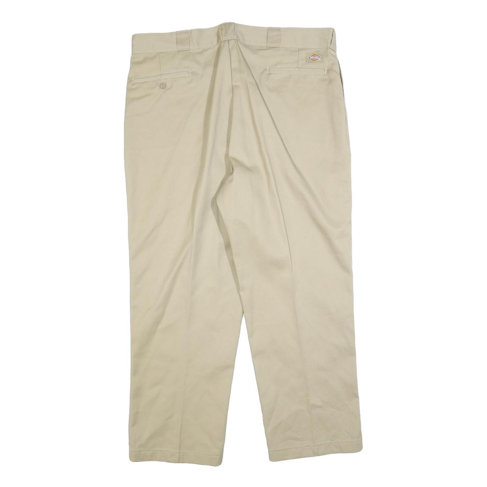DICKIES Mens Cotton Blend Beige Regular Fit Straight Leg Trousers W40 L29