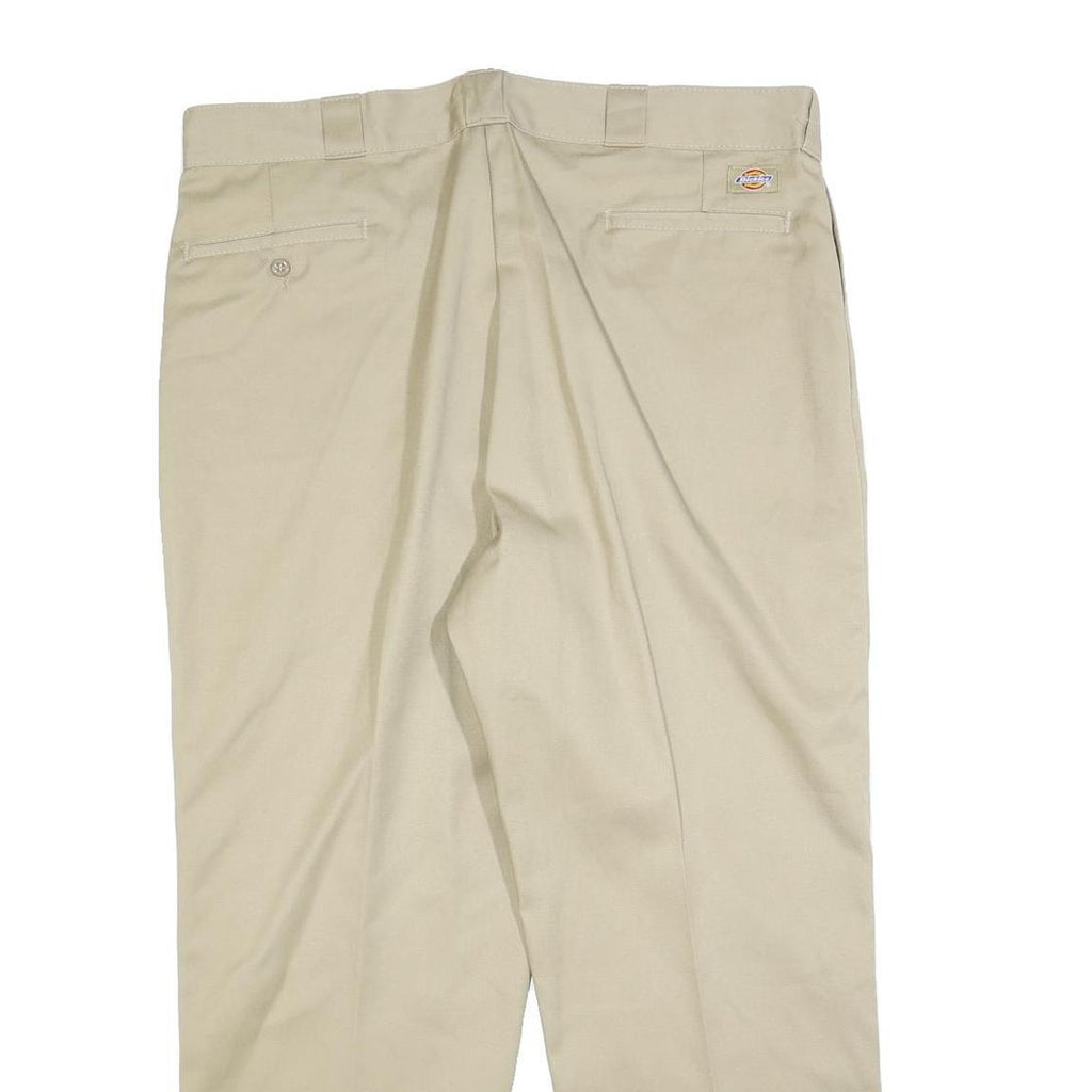 DICKIES Mens Cotton Blend Beige Regular Fit Straight Leg Trousers W40 L29