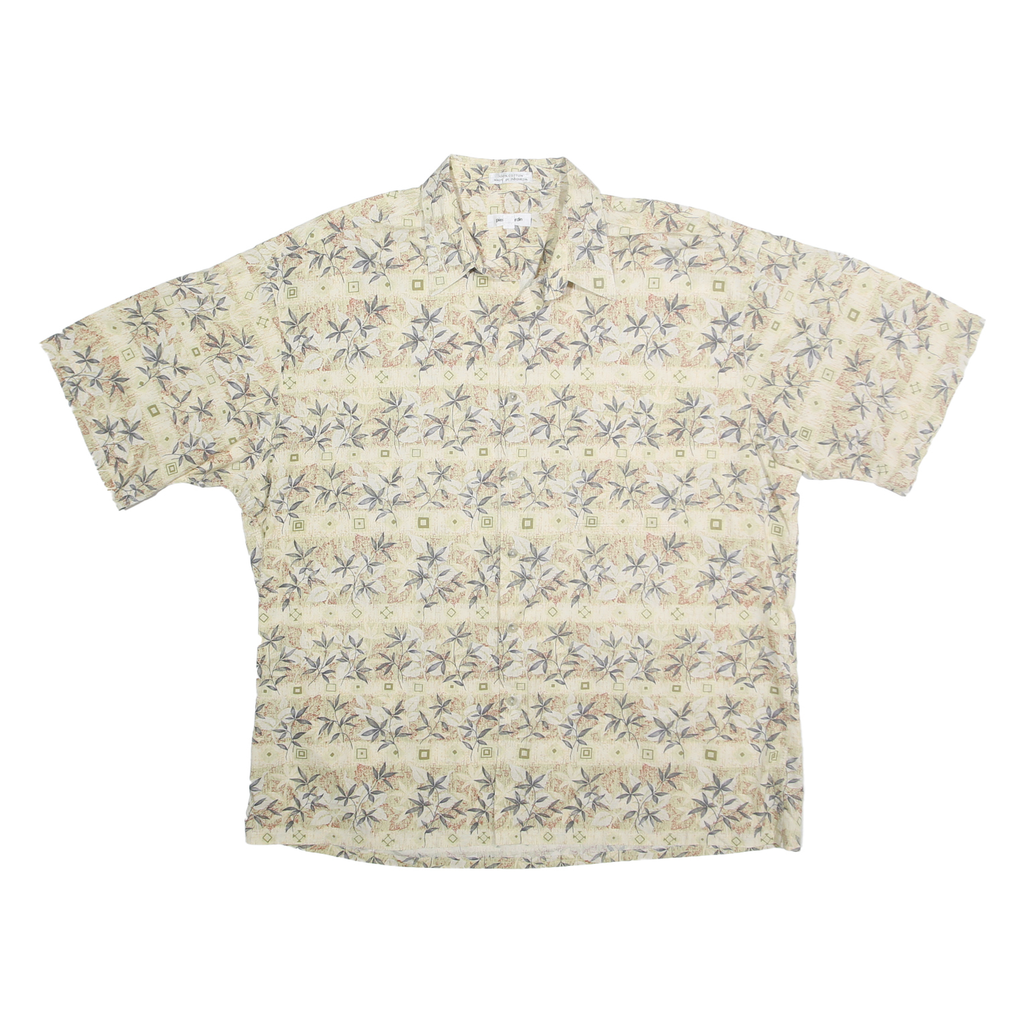 PIERRE CARDIN Mens Cream Pattern Cotton Shirt 2XL Casual Summer Design