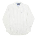 TOMMY HILFIGER Mens White & Black Checked Shirt S Classic Cotton Long Sleeve