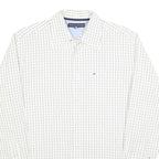 TOMMY HILFIGER Mens White & Black Checked Shirt S Classic Cotton Long Sleeve