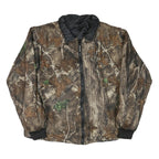 Mens Beige Brown Camouflage Reversible Zip Jacket XL Polyester Blend Outdoor