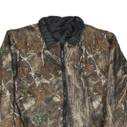 Mens Beige Brown Camouflage Reversible Zip Jacket XL Polyester Blend Outdoor