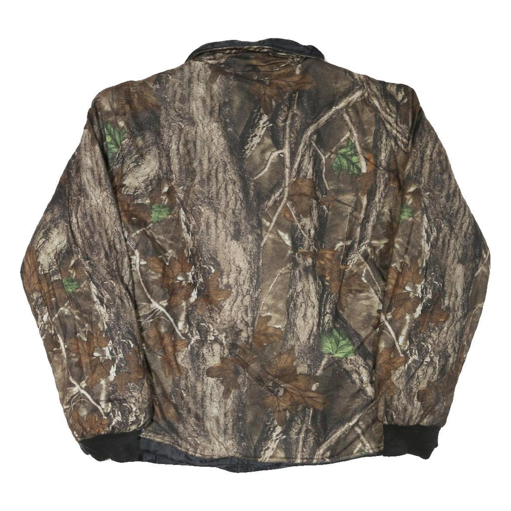 Mens Beige Brown Camouflage Reversible Zip Jacket XL Polyester Blend Outdoor