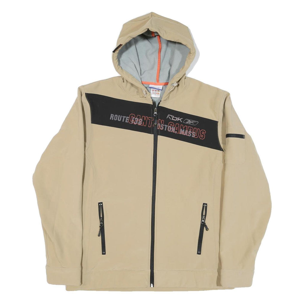 REEBOK Mens Beige & Black Route 34 Hoodie Jacket M Polyester Blend Zip