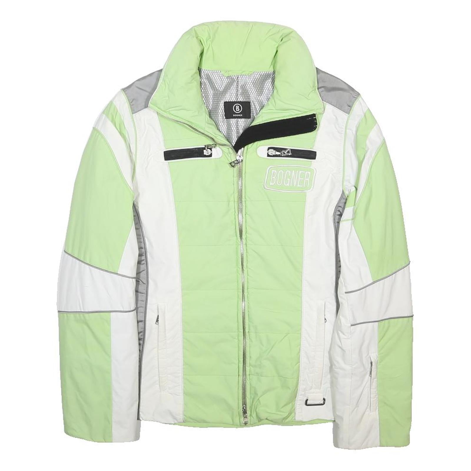 BOGNER Womens Green & White Zip Jacket S Polyamide Colourblock Lightweight Warm