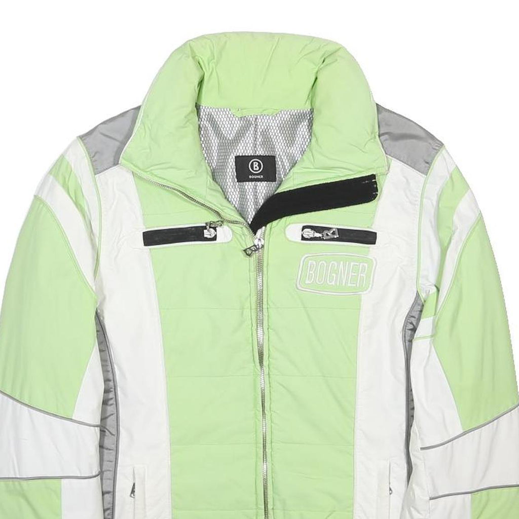 BOGNER Womens Green & White Zip Jacket S Polyamide Colourblock Lightweight Warm