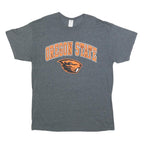 GILDAN Mens Grey Oregon State Graphic T-Shirt L Short Sleeve Crew Neck Printed