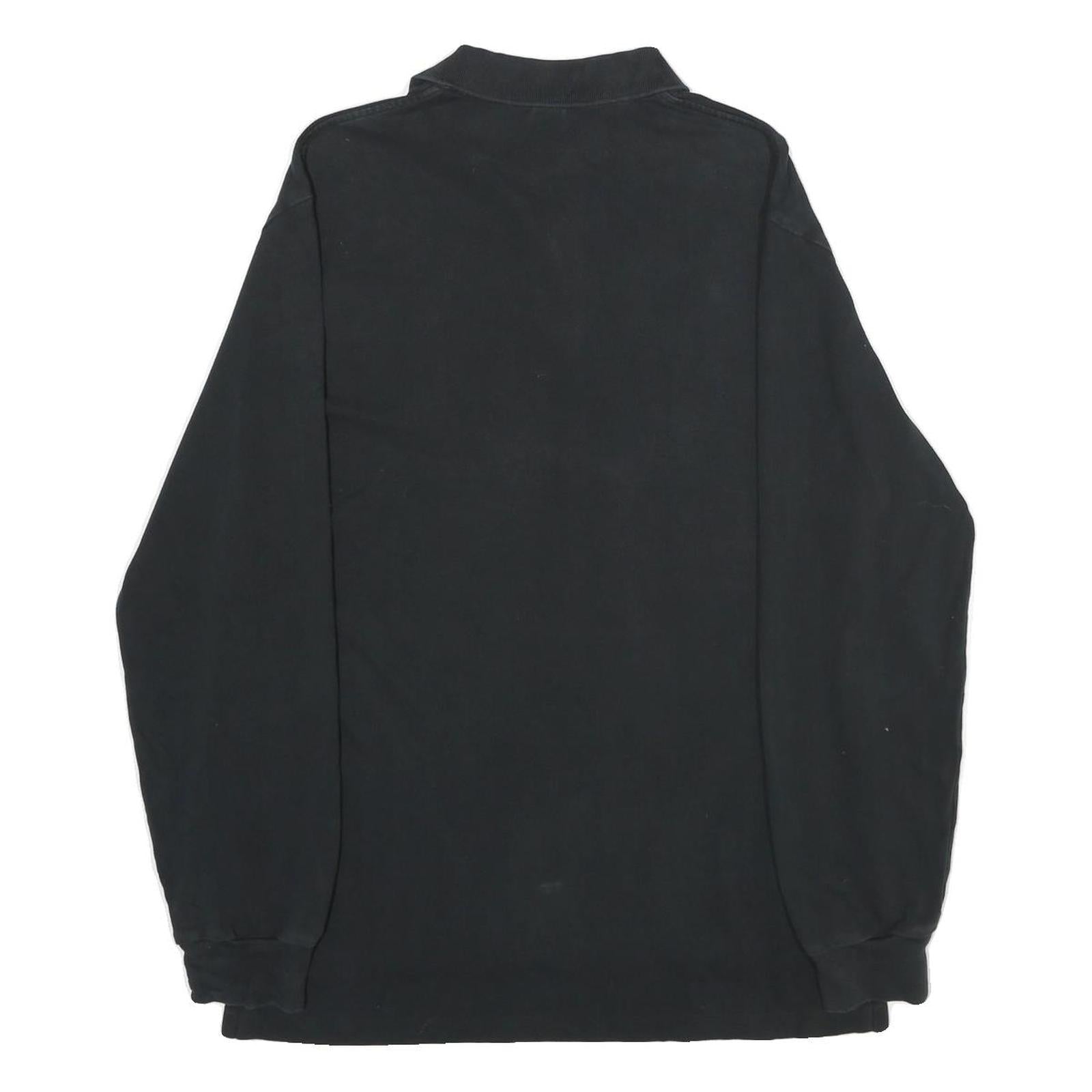 POLO RALPH LAUREN Mens Black Long Sleeve Plain L Cotton Polo Shirt Classic Fit