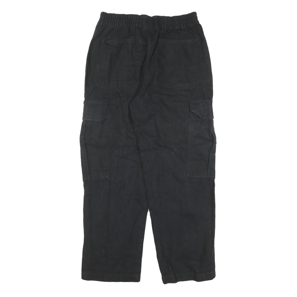 VANS Mens Black Relaxed Cargo Denim Jeans W29 L28 Elastic Waist Zip Closure