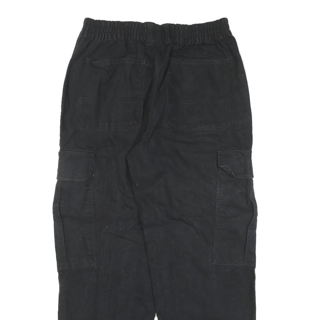 VANS Mens Black Relaxed Cargo Denim Jeans W29 L28 Elastic Waist Zip Closure