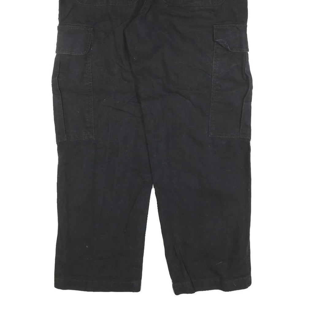 VANS Mens Black Relaxed Cargo Denim Jeans W29 L28 Elastic Waist Zip Closure