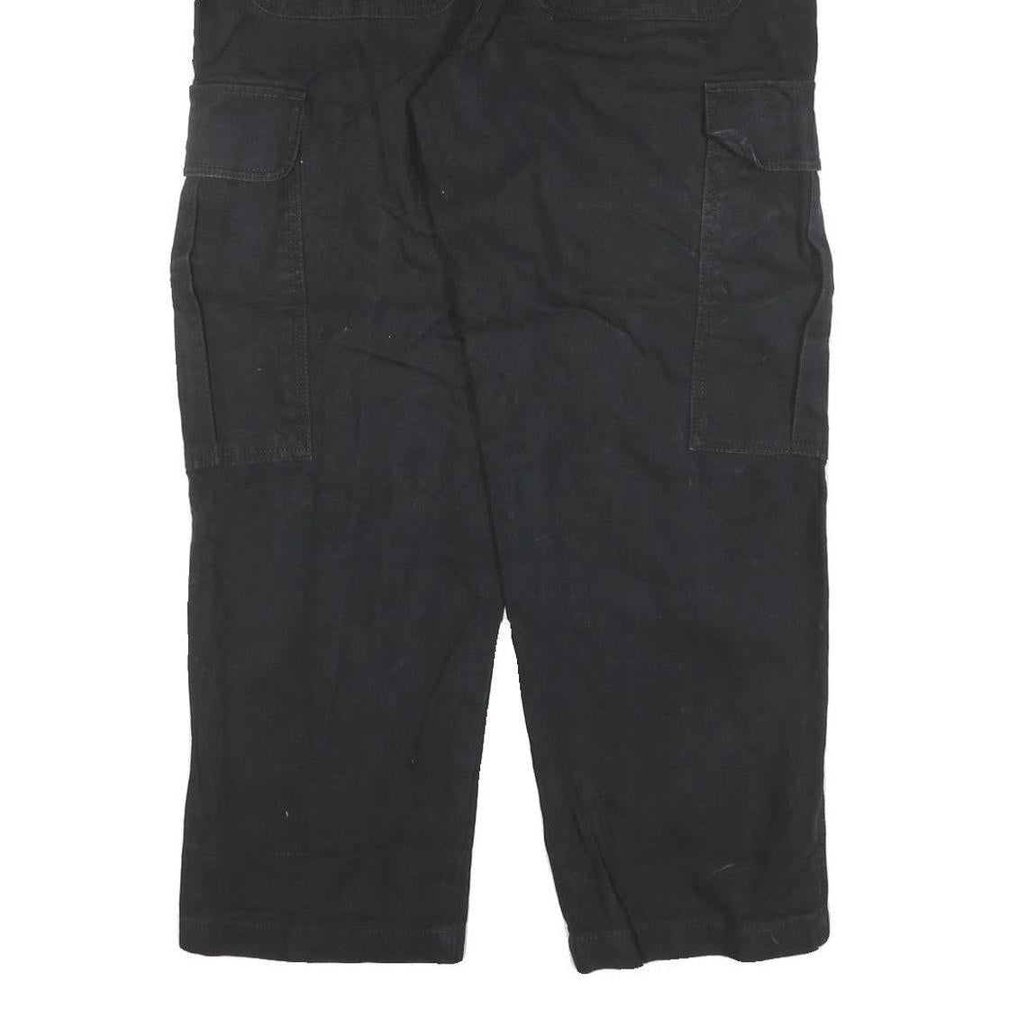 VANS Mens Black Relaxed Cargo Denim Jeans W29 L28 Elastic Waist Zip Closure