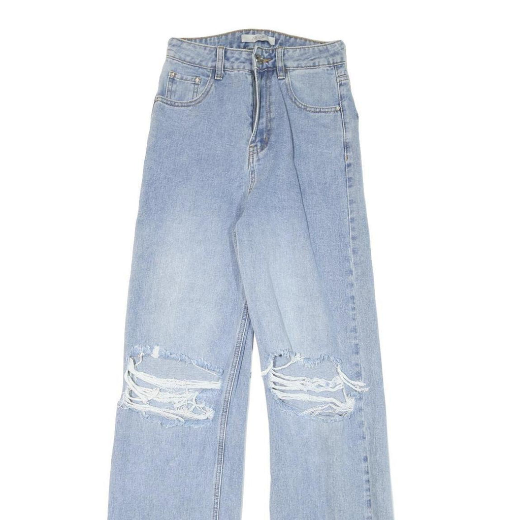 SEE SEE Womens Jeans Blue Relaxed Straight Denim Light W25 L33 Distressed