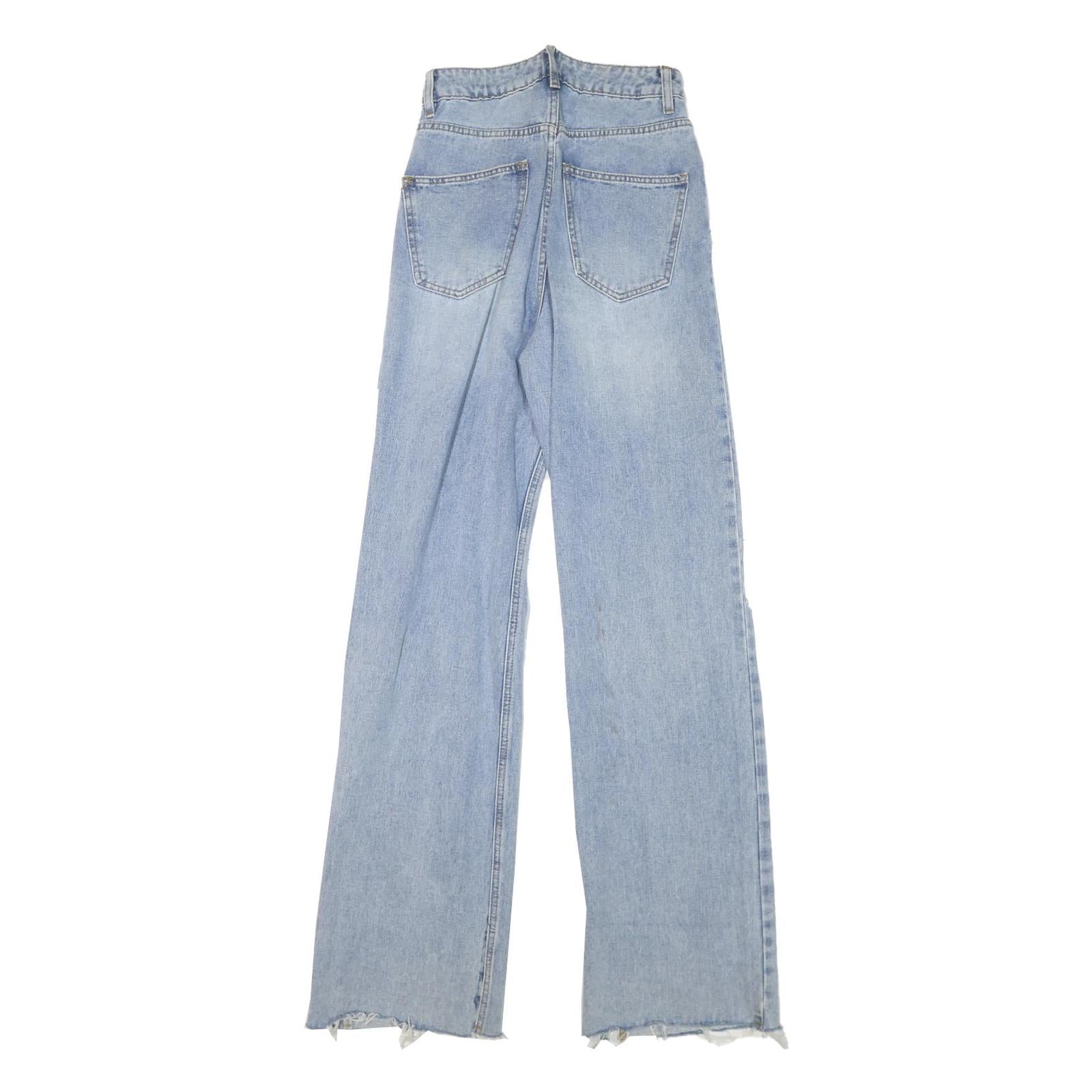 SEE SEE Womens Jeans Blue Relaxed Straight Denim Light W25 L33 Distressed