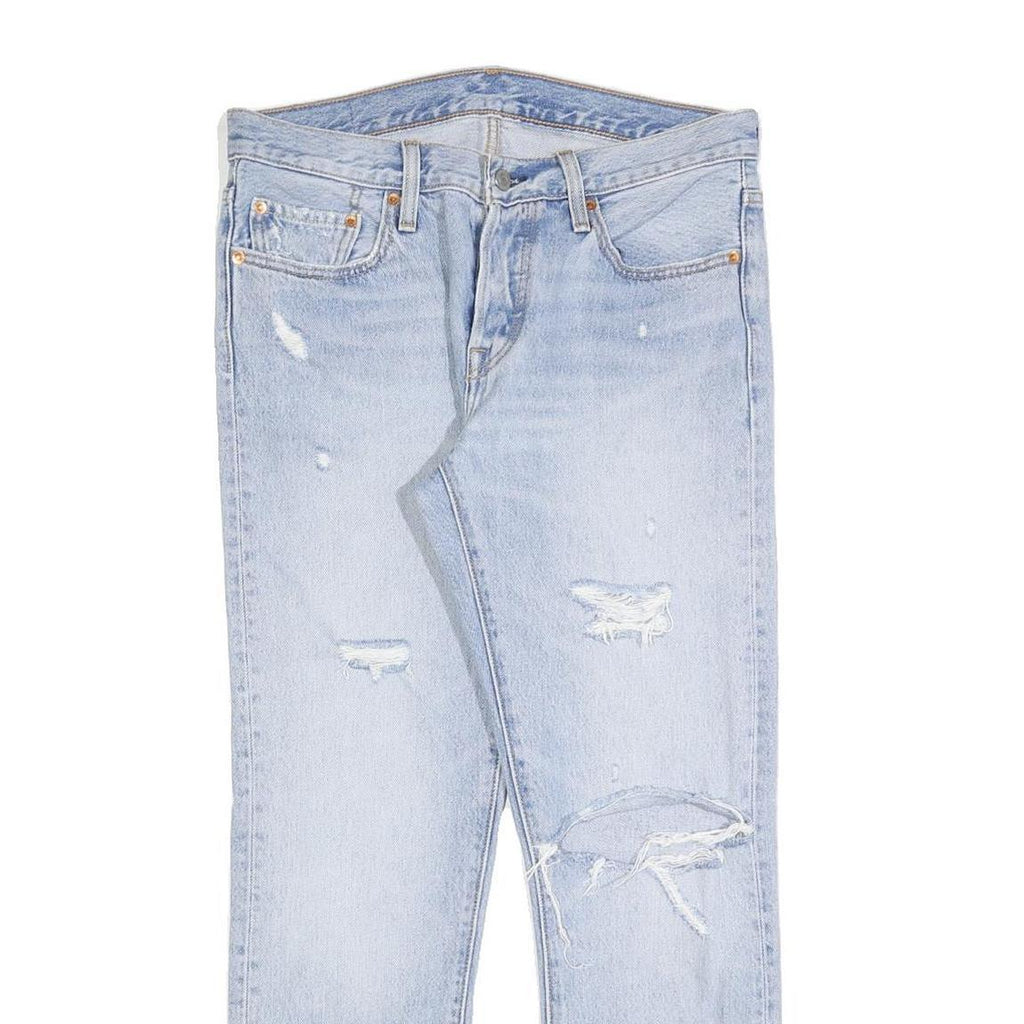 LEVI'S 501 T Womens Jeans Blue Regular Straight Denim Light W32 L28 Distressed