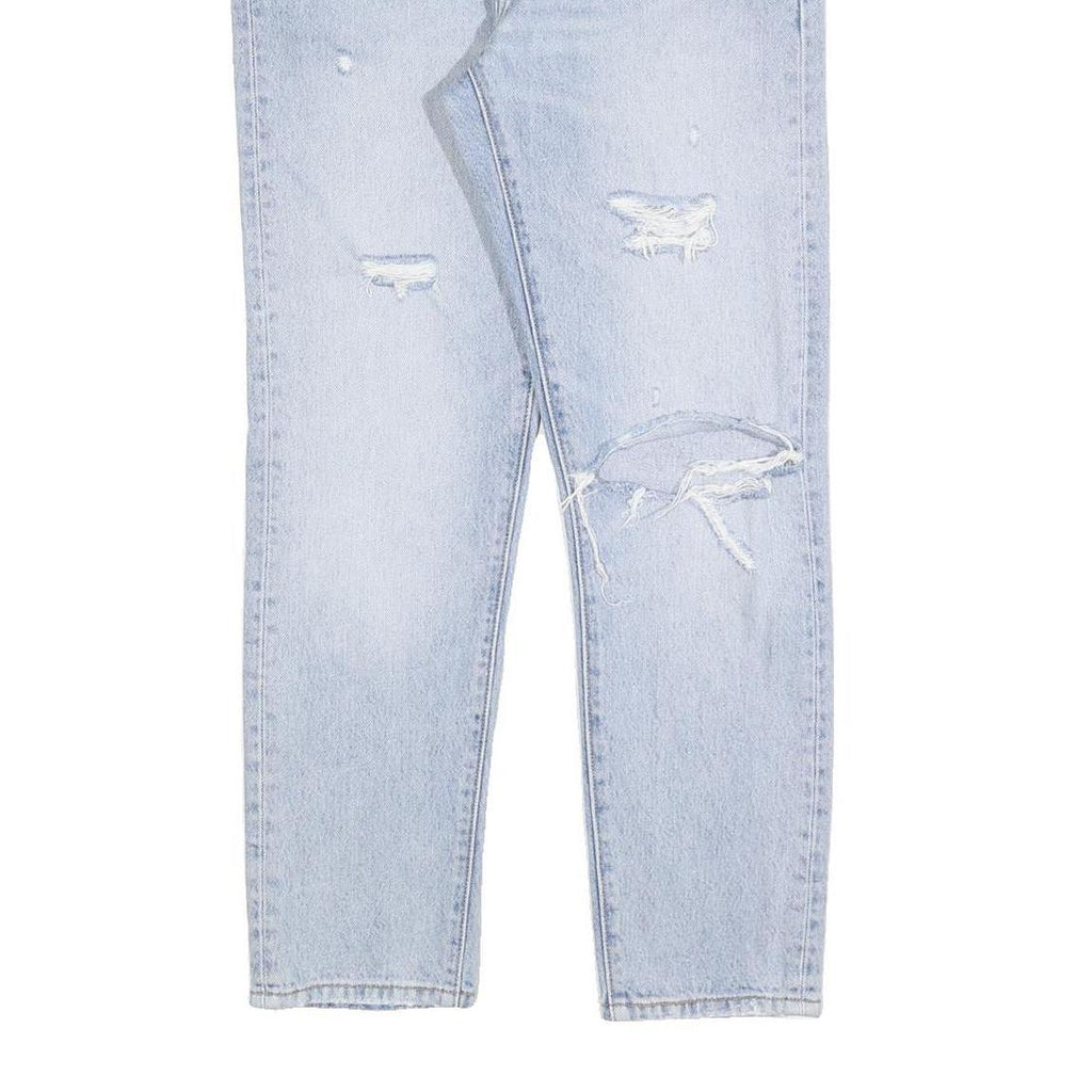 LEVI'S 501 T Womens Jeans Blue Regular Straight Denim Light W32 L28 Distressed