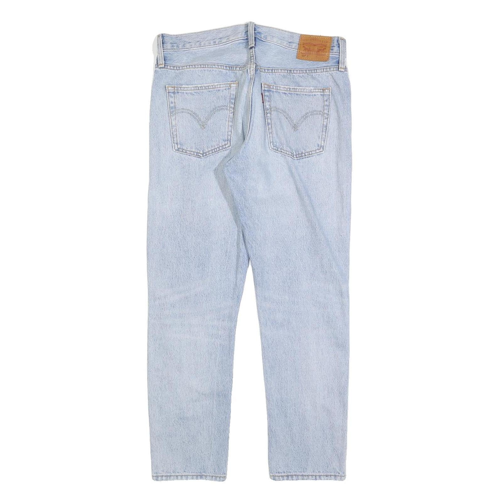 LEVI'S 501 T Womens Jeans Blue Regular Straight Denim Light W32 L28 Distressed