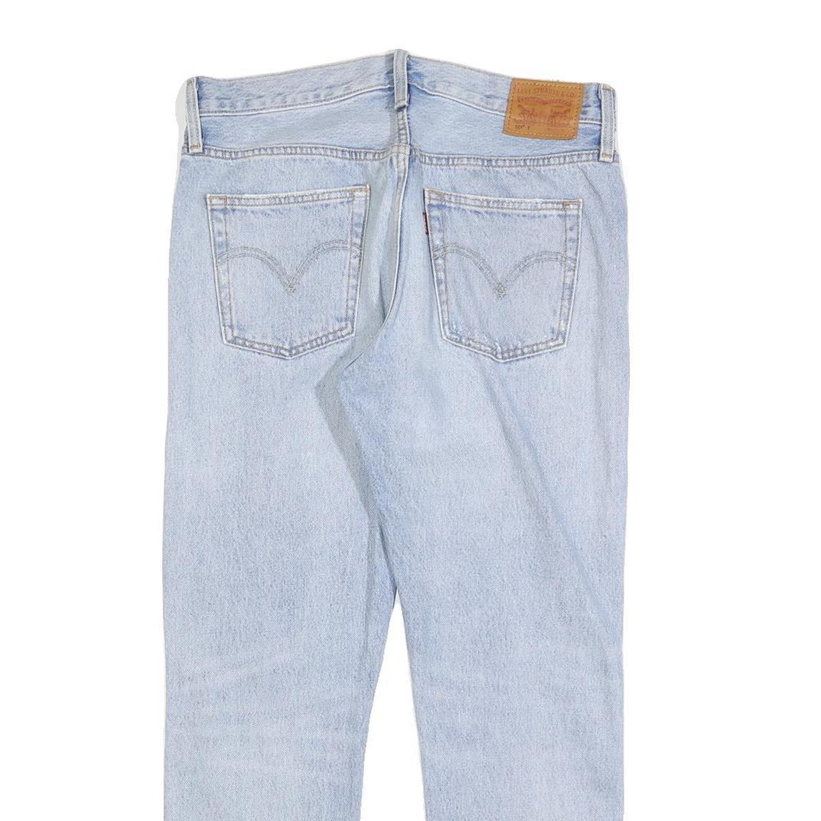 LEVI'S 501 T Womens Jeans Blue Regular Straight Denim Light W32 L28 Distressed