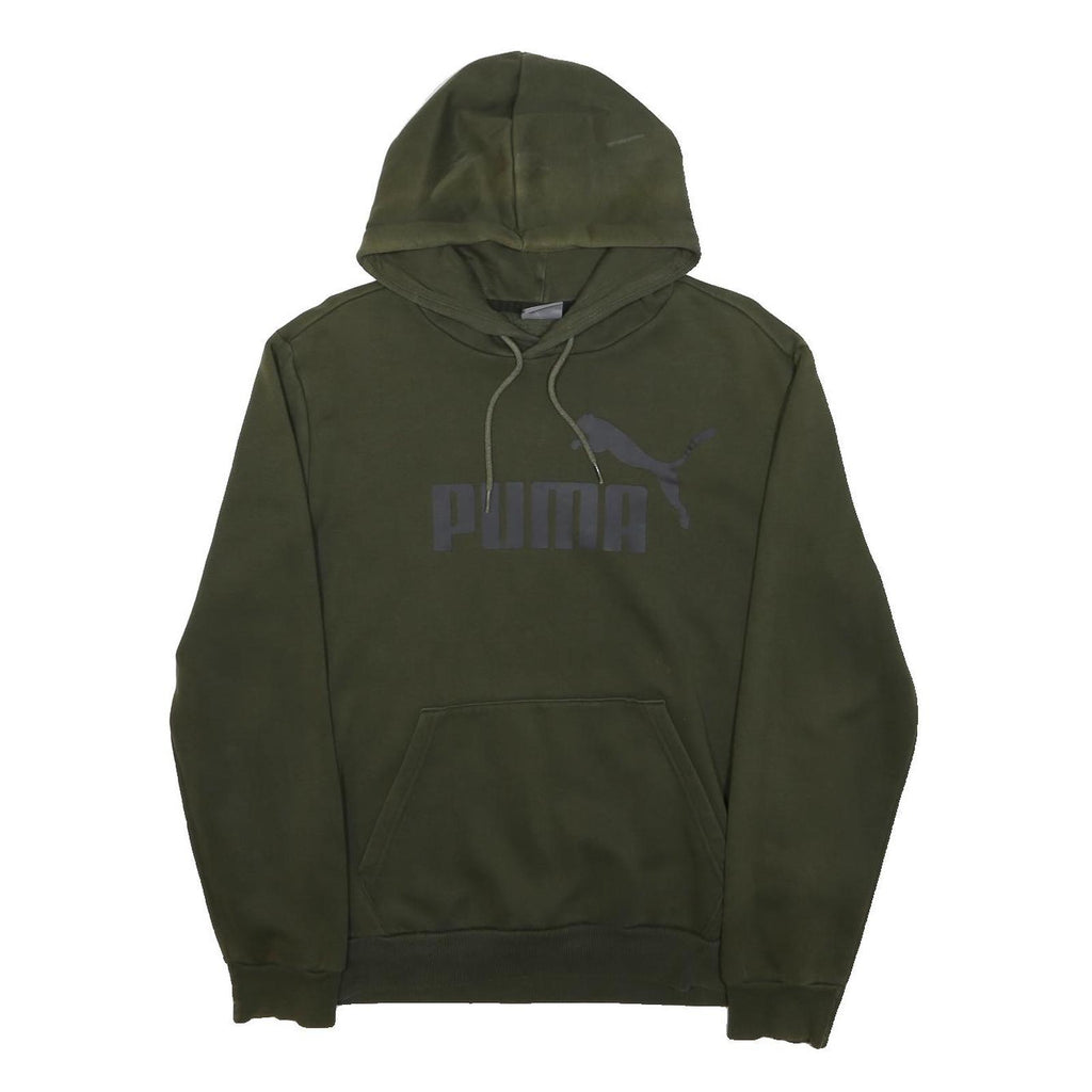 PUMA Mens Green Hoodie S Cotton Blend Pullover Casual Hooded Sweatshirt