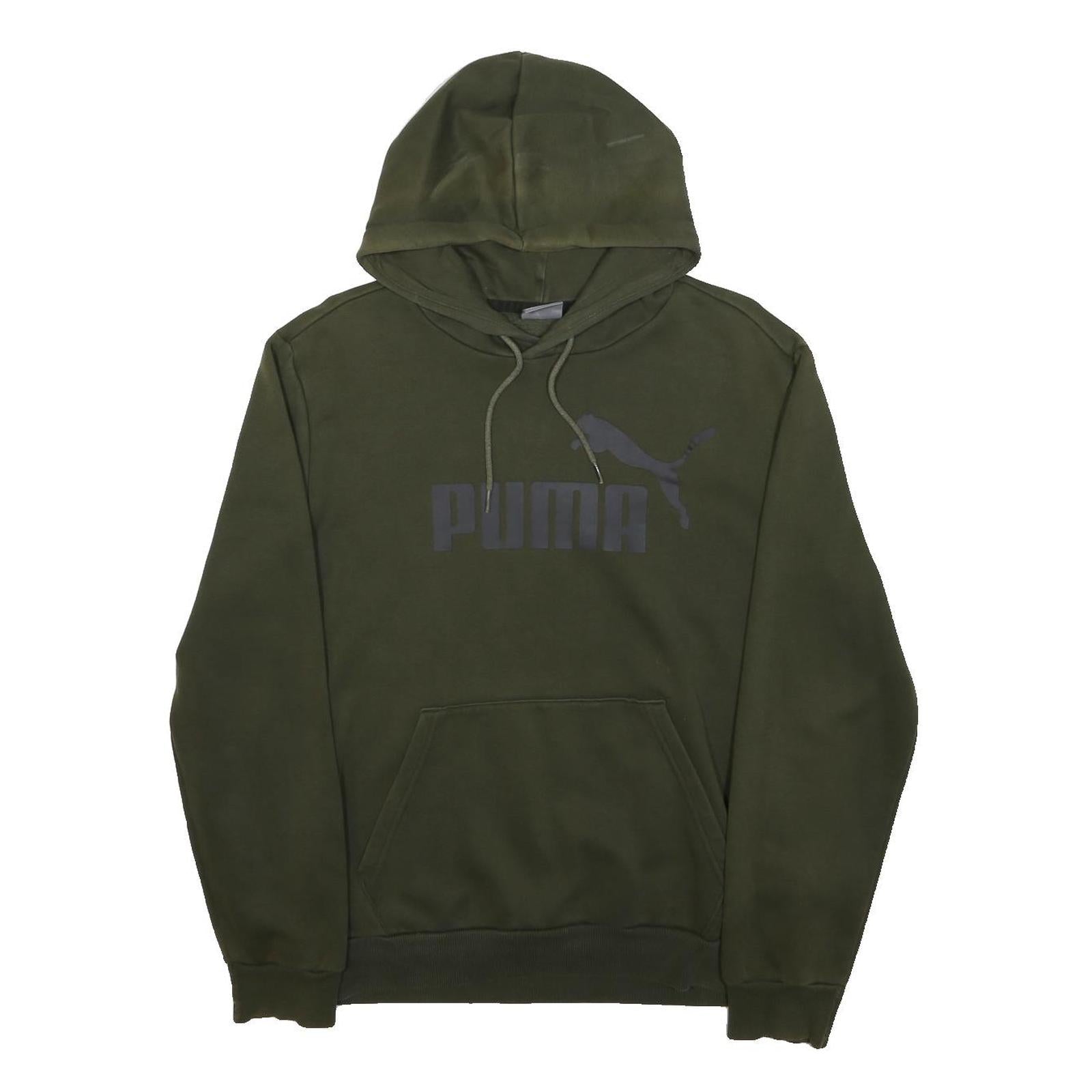 PUMA Mens Green Hoodie S Cotton Blend Pullover Casual Hooded Sweatshirt